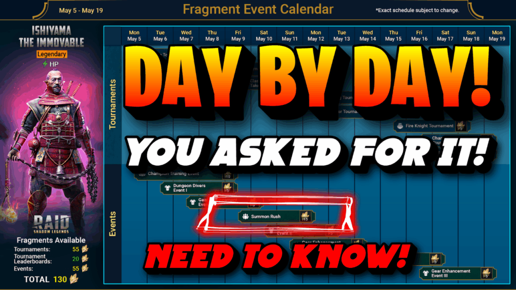 Ishiyama Fusion calendar Day By Day